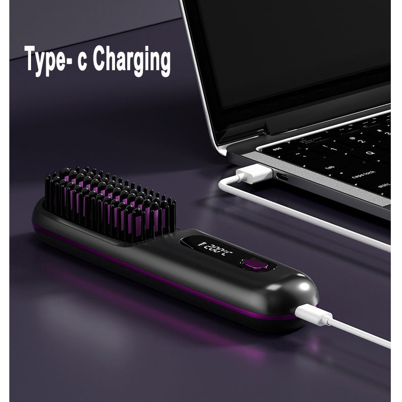 Portable 2 In 1 Wireless Hair Straightener Brush