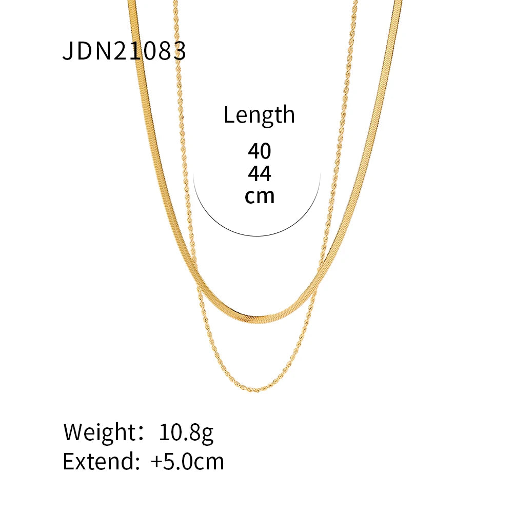 18K Gold Plated Flat Snake Chain Layer Necklace