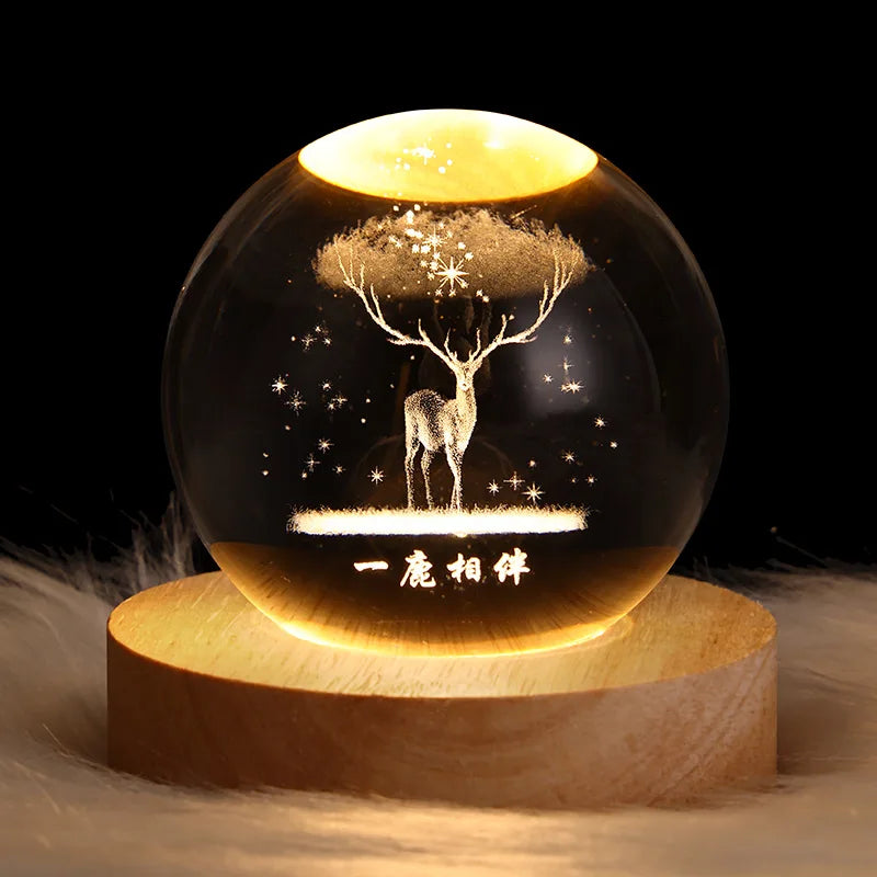 3D Night Crystal Glass Ball Light