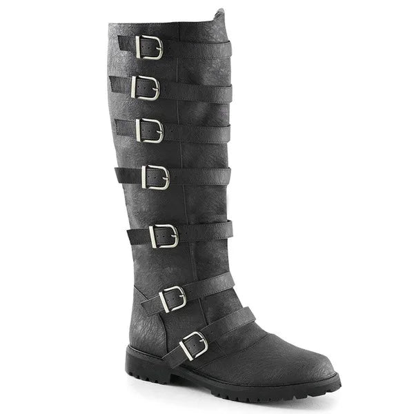 Button Back Zip Knee High Boots