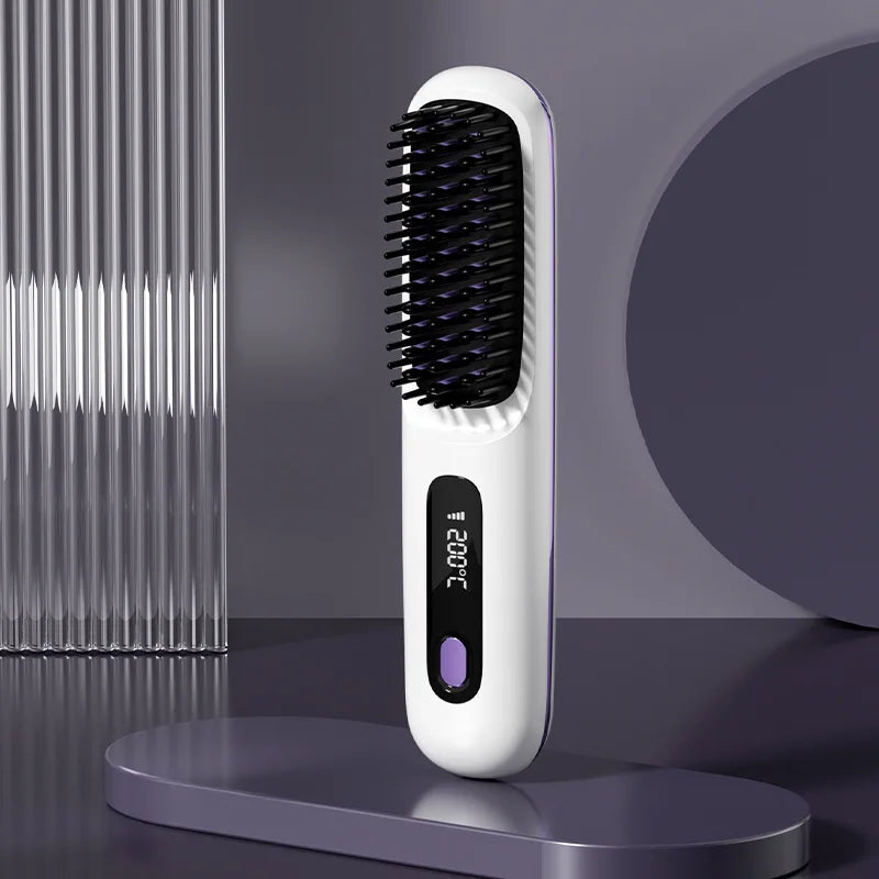 Portable 2 In 1 Wireless Hair Straightener Brush