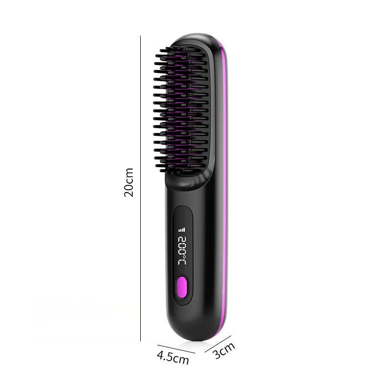 Portable 2 In 1 Wireless Hair Straightener Brush