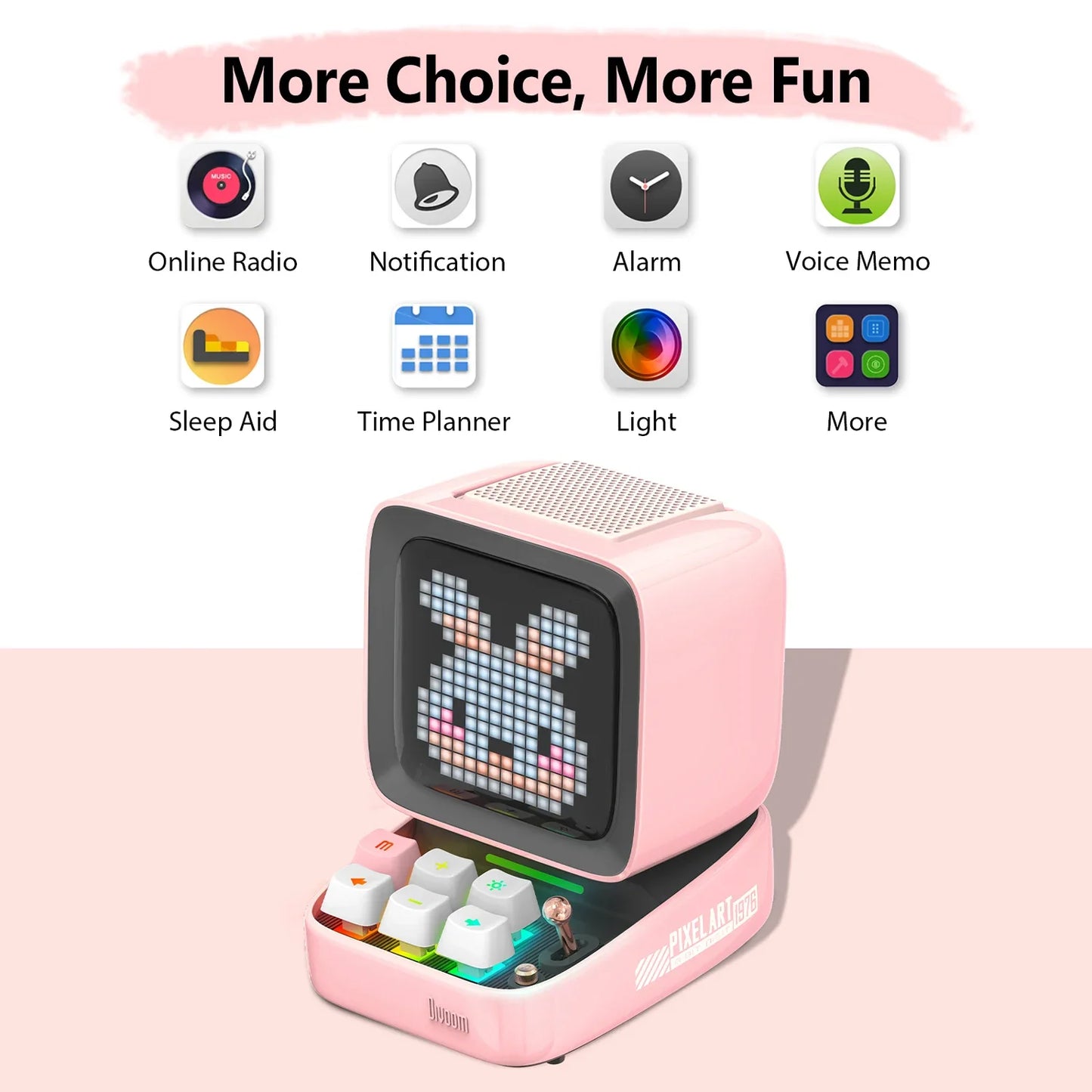 Retro Pixel Art Bluetooth Portable Speaker Alarm Clock