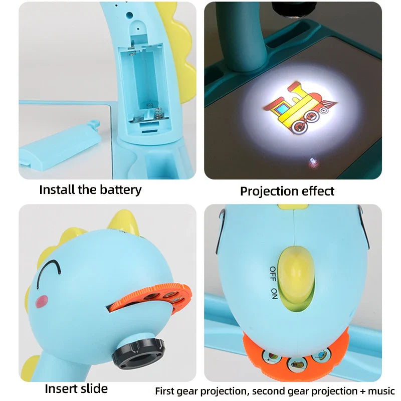 Children led projector drawing table