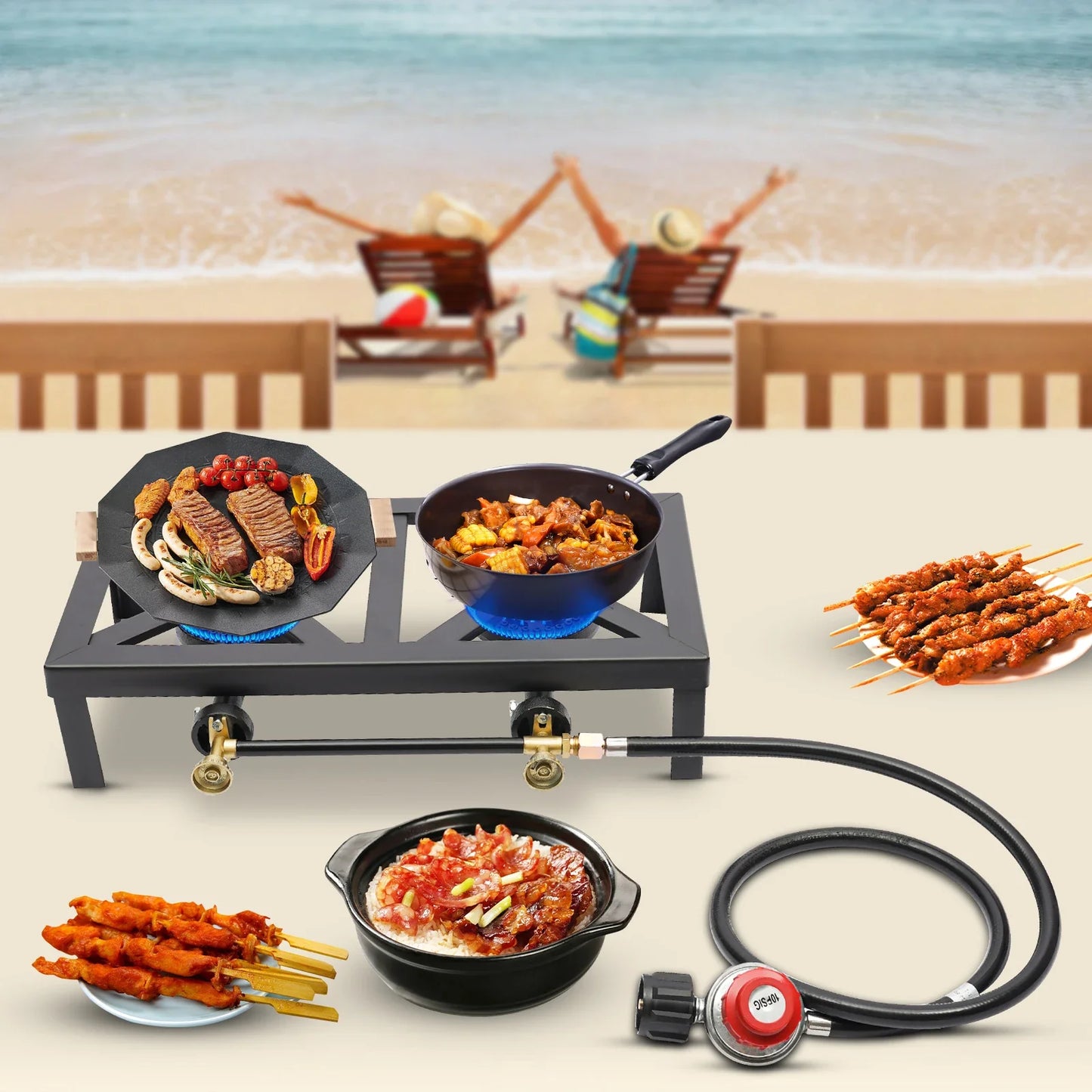 Outdoor Dual-Head Propane Gas Stove