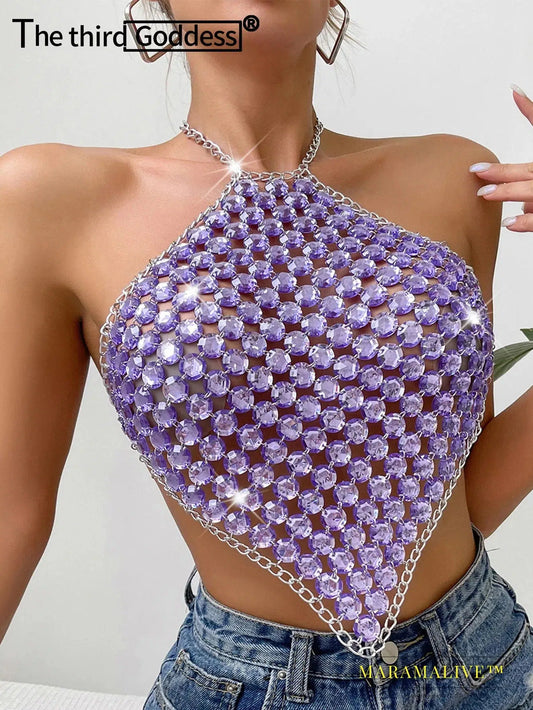 Metal rhinestone Crop top