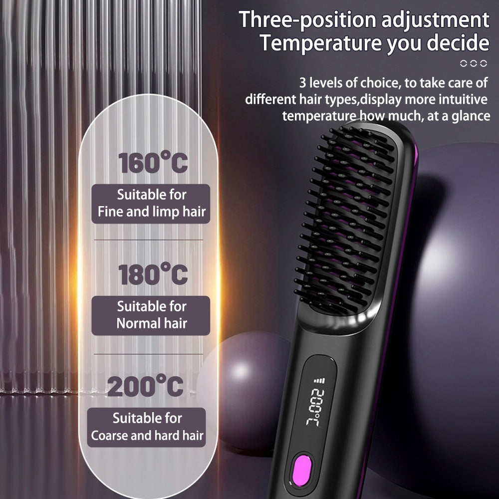 Portable 2 In 1 Wireless Hair Straightener Brush